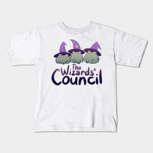 The wizards council cute three frogs wearing wizard hats Kids T-Shirt